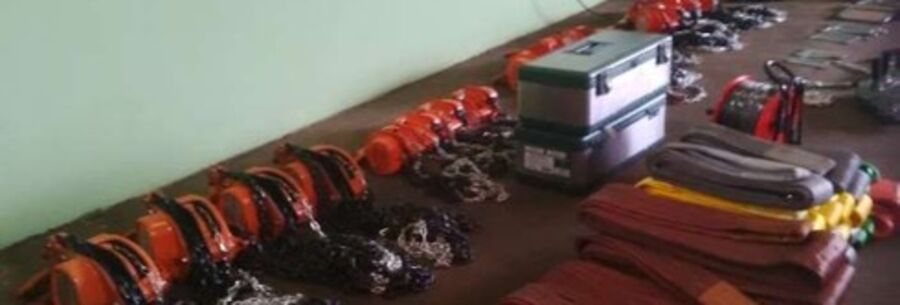 Rigging slings and lifting gear staged for site logistics